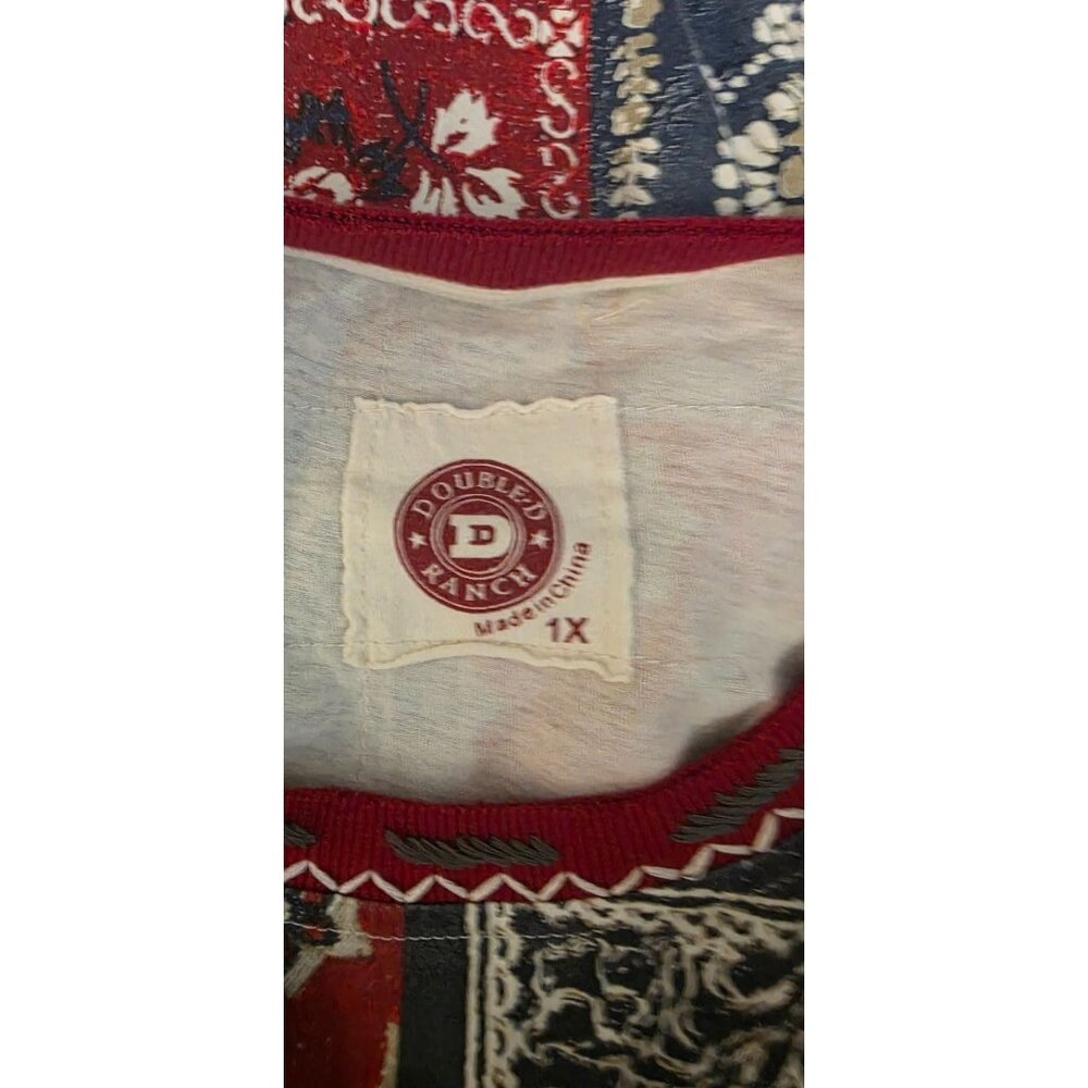 Double D Ranch Red and Blue Patterned Sleeveless … - image 5
